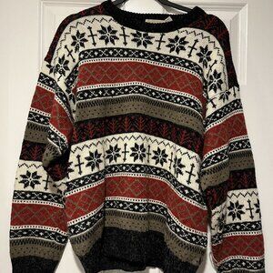 St. John's Bay Vintage Patterned 90s Holiday Sweater- Unisex Size Medium